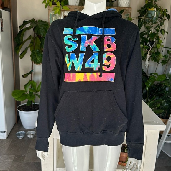 🐞Vintage West 49 60%cotton 40% polyester Y2K hoodie, multicolour n black youth L - Picture 1 of 9